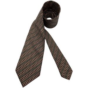 BRIONI XL Black/Red/Gold Geometric Silk LUXURY Tie HANDMADE ITALY